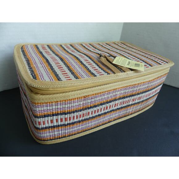 Pier 1 Mendong Shoe Box Zippered Woven Rattan Collapsible NWT Vintage RARE - Picture 5 of 13